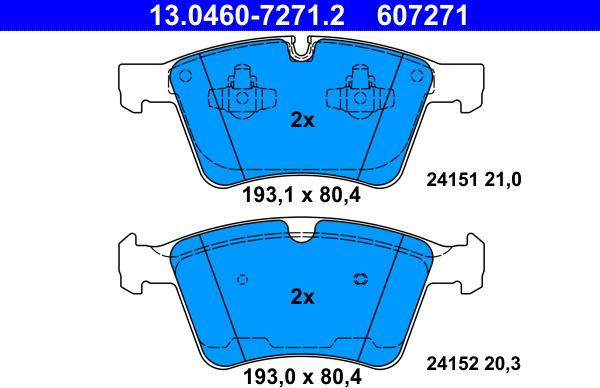 ATE 13.0460-7271.2 - Brake Pad Set, disc brake onlydrive.pro