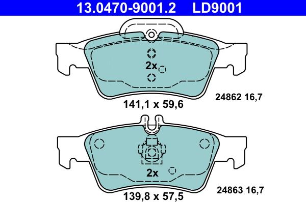 ATE 13.0470-9001.2 - Brake Pad Set, disc brake onlydrive.pro