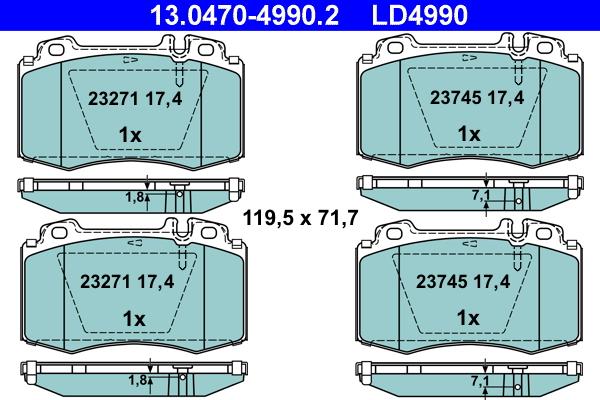 ATE 13.0470-4990.2 - Piduriklotsi komplekt,ketaspidur onlydrive.pro