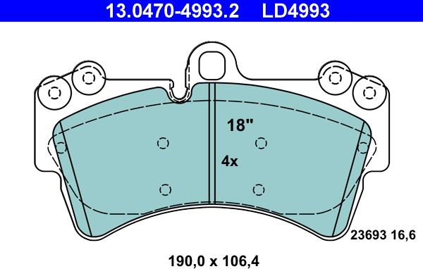 ATE 13.0470-4993.2 - Тормозные колодки, дисковые, комплект onlydrive.pro