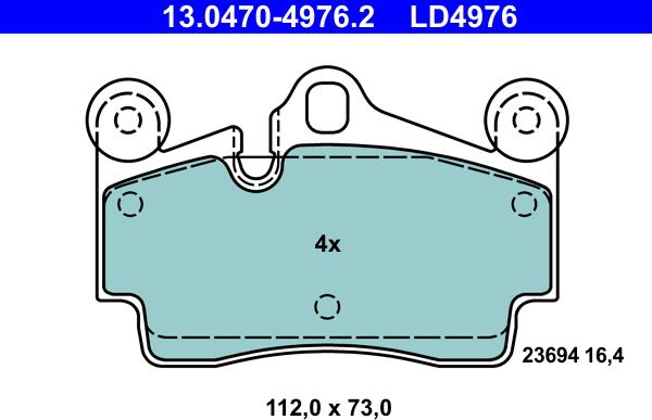 ATE 13.0470-4976.2 - Тормозные колодки, дисковые, комплект onlydrive.pro