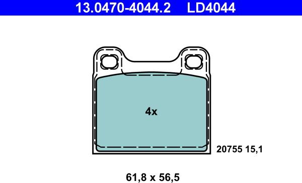 ATE 13.0470-4044.2 - Brake Pad Set, disc brake onlydrive.pro