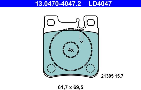 ATE 13.0470-4047.2 - Brake Pad Set, disc brake onlydrive.pro