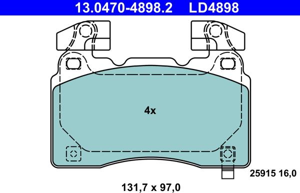 ATE 13.0470-4898.2 - Тормозные колодки, дисковые, комплект onlydrive.pro