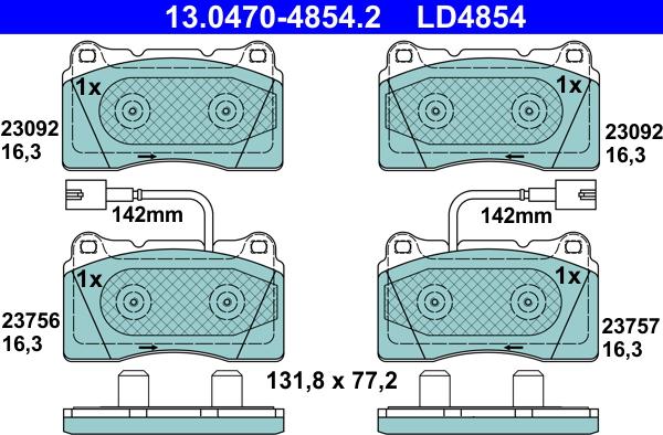 ATE 13.0470-4854.2 - Bremžu uzliku kompl., Disku bremzes onlydrive.pro