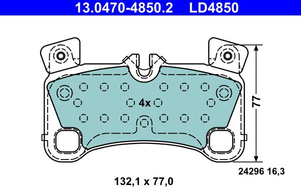 ATE 13.0470-4850.2 - Brake Pad Set, disc brake onlydrive.pro