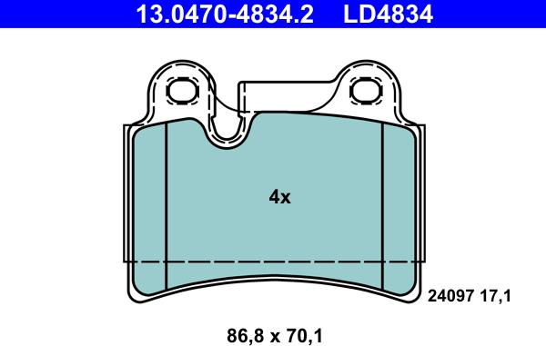 ATE 13.0470-4834.2 - Brake Pad Set, disc brake onlydrive.pro