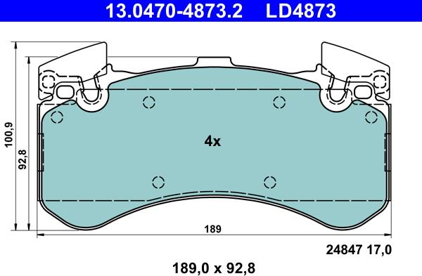 ATE 13.0470-4873.2 - Тормозные колодки, дисковые, комплект onlydrive.pro