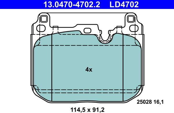 ATE 13.0470-4702.2 - Brake Pad Set, disc brake onlydrive.pro