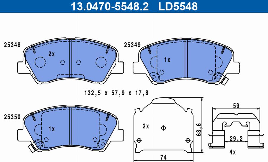 ATE 13.0470-5548.2 - Тормозные колодки, дисковые, комплект onlydrive.pro