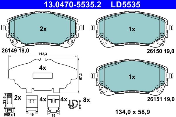 ATE 13.0470-5535.2 - Brake Pad Set, disc brake onlydrive.pro