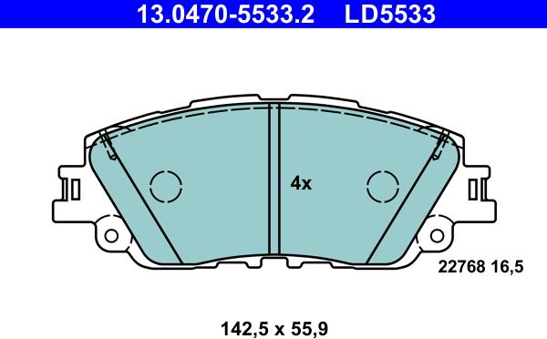 ATE 13.0470-5533.2 - Brake Pad Set, disc brake onlydrive.pro