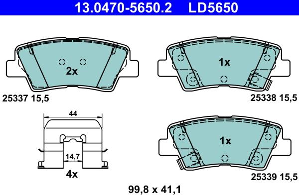 ATE 13.0470-5650.2 - Brake Pad Set, disc brake onlydrive.pro