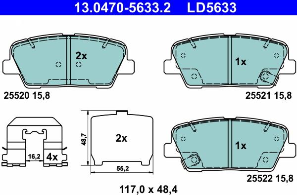 ATE 13.0470-5633.2 - Brake Pad Set, disc brake onlydrive.pro