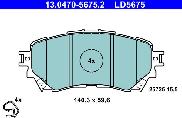 ATE 13.0470-5675.2 - Brake Pad Set, disc brake onlydrive.pro