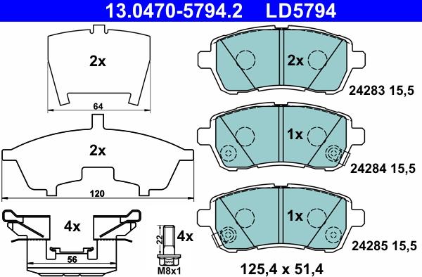 ATE 13.0470-5794.2 - Тормозные колодки, дисковые, комплект onlydrive.pro