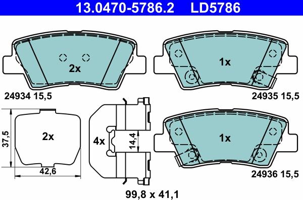 ATE 13.0470-5786.2 - Brake Pad Set, disc brake onlydrive.pro