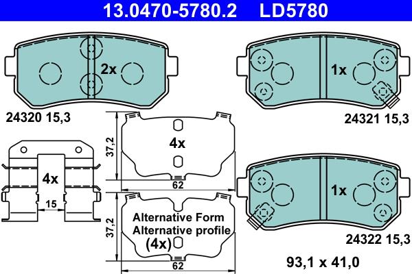 ATE 13.0470-5780.2 - Brake Pad Set, disc brake onlydrive.pro