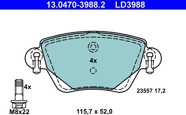 ATE 13.0470-3988.2 - Brake Pad Set, disc brake onlydrive.pro