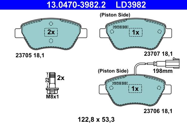 ATE 13.0470-3982.2 - Brake Pad Set, disc brake onlydrive.pro