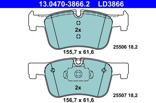 ATE 13.0470-3866.2 - Brake Pad Set, disc brake onlydrive.pro