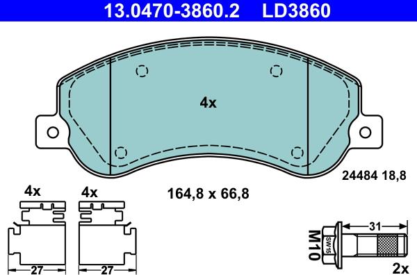 ATE 13.0470-3860.2 - Brake Pad Set, disc brake onlydrive.pro