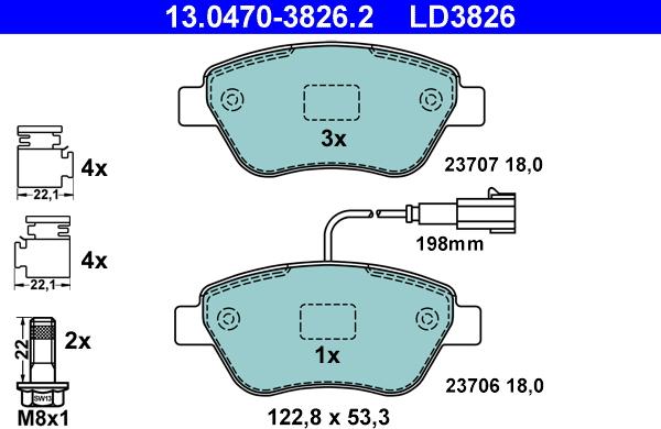 ATE 13.0470-3826.2 - Brake Pad Set, disc brake onlydrive.pro