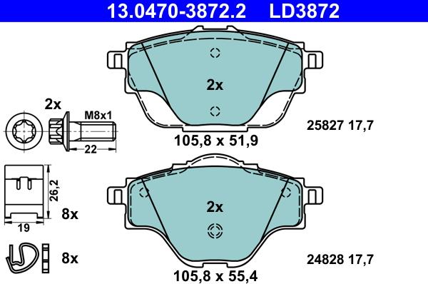 ATE 13.0470-3872.2 - Brake Pad Set, disc brake onlydrive.pro