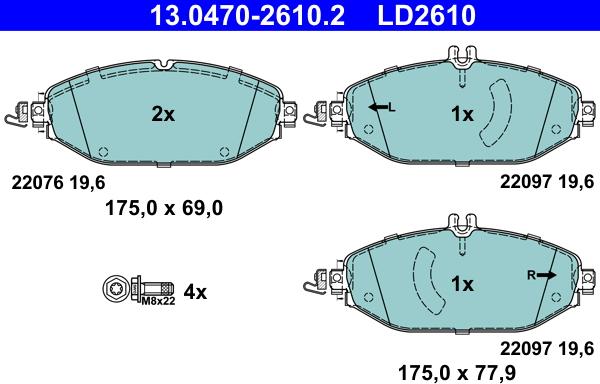 ATE 13.0470-2610.2 - Brake Pad Set, disc brake onlydrive.pro