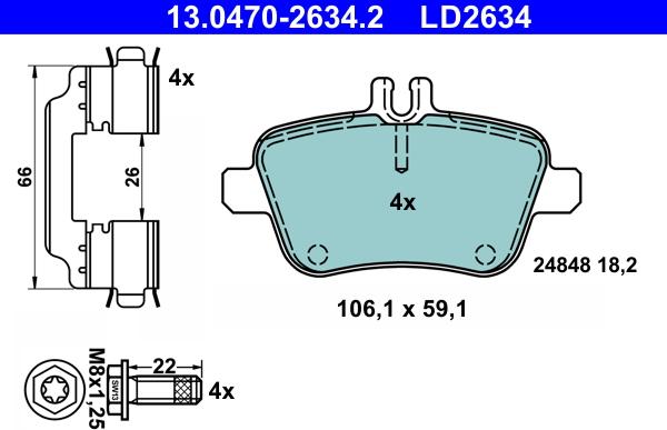 ATE 13.0470-2634.2 - Тормозные колодки, дисковые, комплект onlydrive.pro