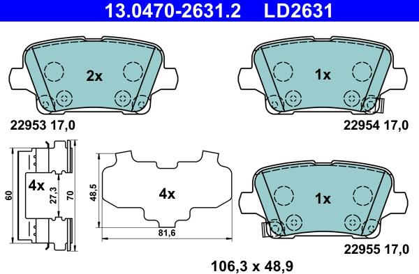 ATE 13.0470-2631.2 - Brake Pad Set, disc brake onlydrive.pro