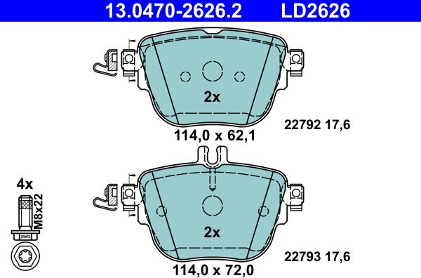 ATE 13.0470-2626.2 - Brake Pad Set, disc brake onlydrive.pro