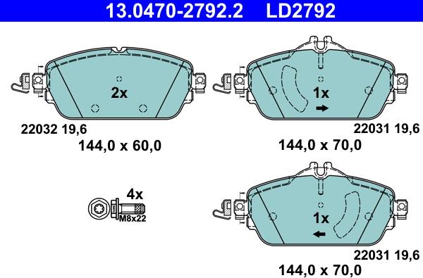 ATE 13.0470-2792.2 - Brake Pad Set, disc brake onlydrive.pro