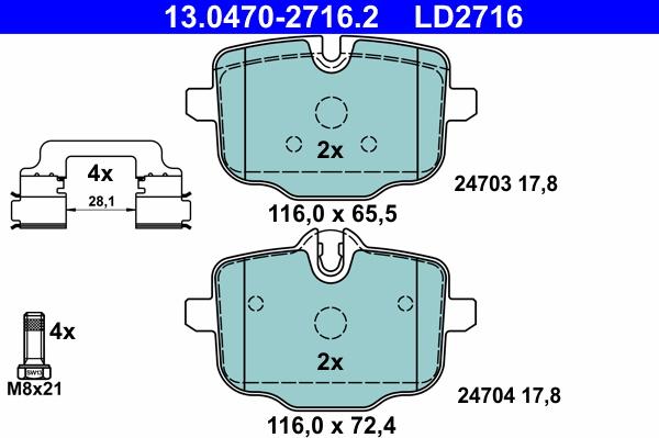 ATE 13.0470-2716.2 - Bremžu uzliku kompl., Disku bremzes onlydrive.pro