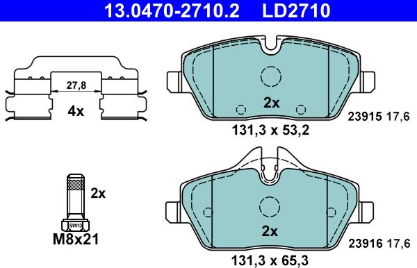 ATE 13.0470-2710.2 - Тормозные колодки, дисковые, комплект onlydrive.pro