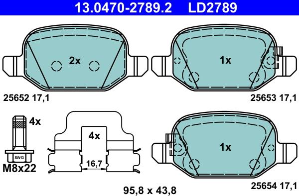 ATE 13.0470-2789.2 - Brake Pad Set, disc brake onlydrive.pro