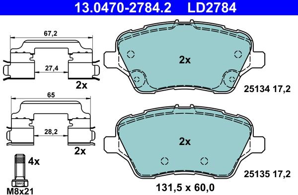 ATE 13.0470-2784.2 - Brake Pad Set, disc brake onlydrive.pro