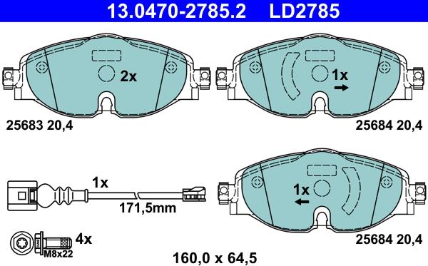 ATE 13.0470-2785.2 - Brake Pad Set, disc brake onlydrive.pro