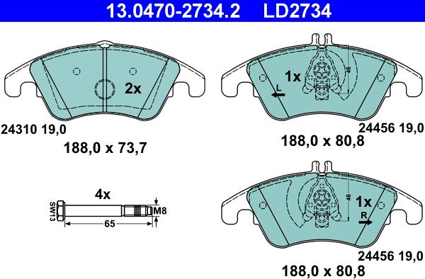 ATE 13.0470-2734.2 - Bremžu uzliku kompl., Disku bremzes onlydrive.pro