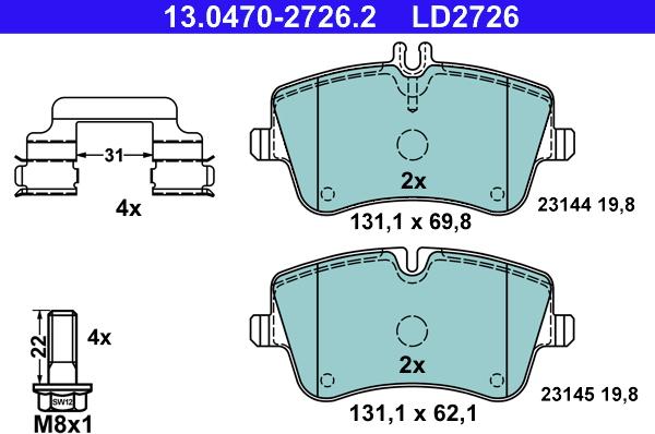 ATE 13.0470-2726.2 - Brake Pad Set, disc brake onlydrive.pro