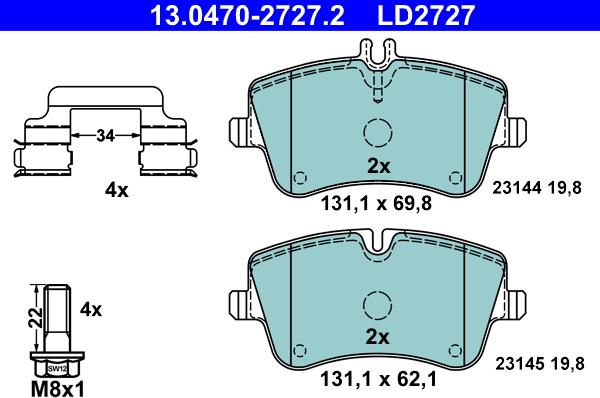 ATE 13.0470-2727.2 - Brake Pad Set, disc brake onlydrive.pro