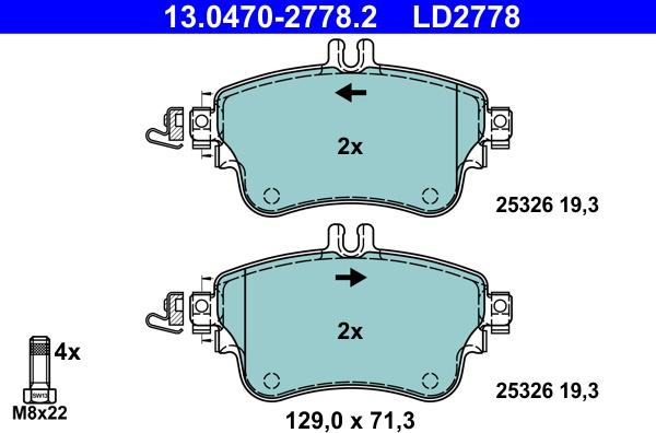 ATE 13.0470-2778.2 - Brake Pad Set, disc brake onlydrive.pro