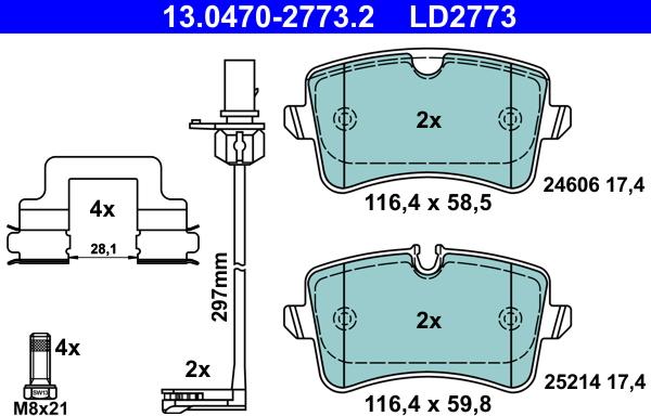 ATE 13.0470-2773.2 - Brake Pad Set, disc brake onlydrive.pro