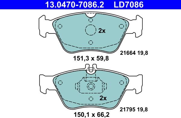 ATE 13.0470-7086.2 - Brake Pad Set, disc brake onlydrive.pro