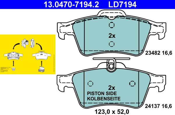 ATE 13.0470-7194.2 - Brake Pad Set, disc brake onlydrive.pro