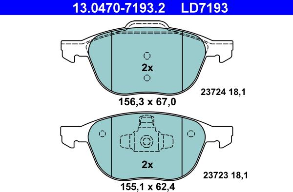 ATE 13.0470-7193.2 - Тормозные колодки, дисковые, комплект onlydrive.pro