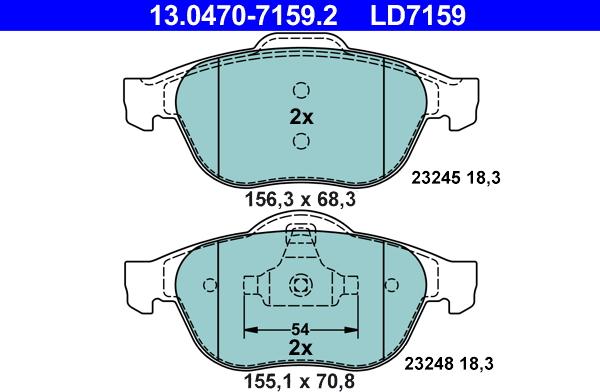 ATE 13.0470-7159.2 - Тормозные колодки, дисковые, комплект onlydrive.pro