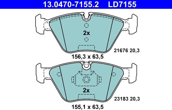 ATE 13.0470-7155.2 - Brake Pad Set, disc brake onlydrive.pro