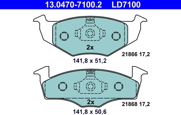 ATE 13.0470-7100.2 - Тормозные колодки, дисковые, комплект onlydrive.pro