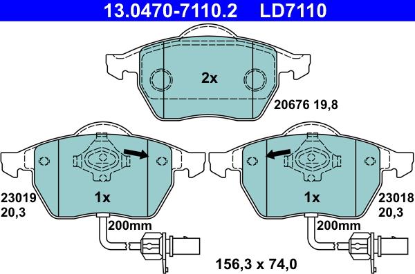 ATE 13.0470-7110.2 - Brake Pad Set, disc brake onlydrive.pro